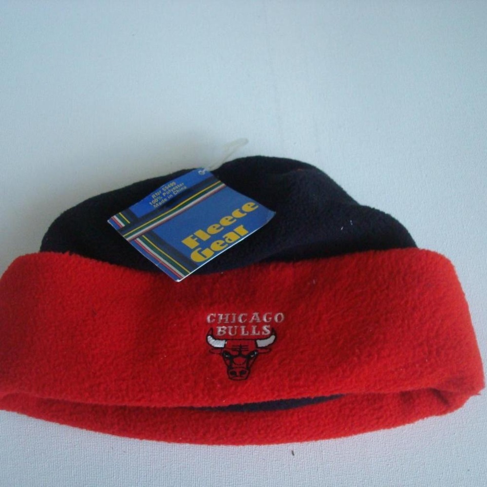 CHICAGO BULLS‎ BEANIE KNIT FLEECE G-CAP 90S HAT CAP 00S Y2K VINTAGE S5